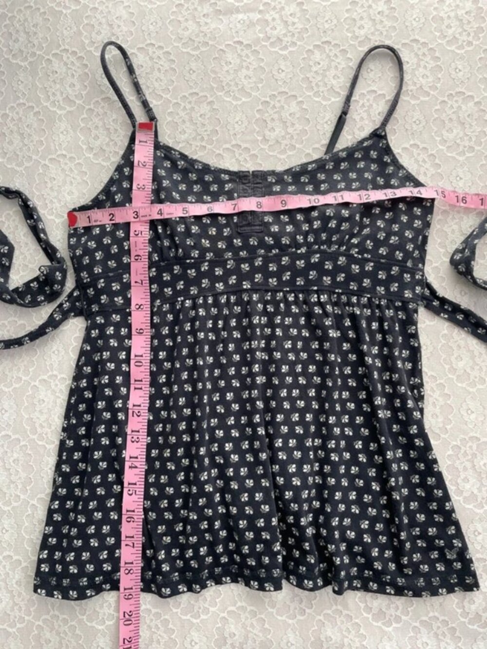 navy floral print babydoll cami top - Picture 3 of 4